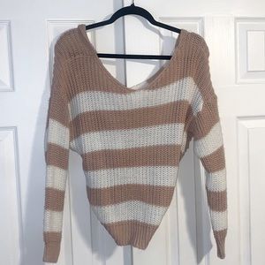 Striped Crisscross back sweater